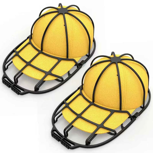 DFShop anti deformation cap protector in black fitted on yellow baseball caps to maintain shape