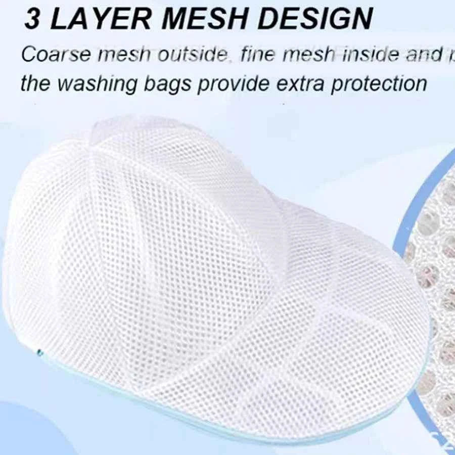 White 3 layer mesh anti deformation cap protector with coarse and fine mesh for extra protection