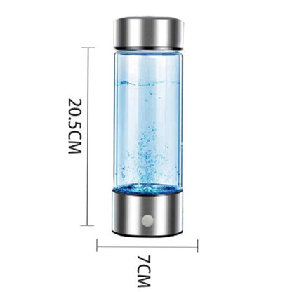 DFShop hydrogen water bottle with stainless steel top and bottom, 20.5 cm height and 7 cm diameter