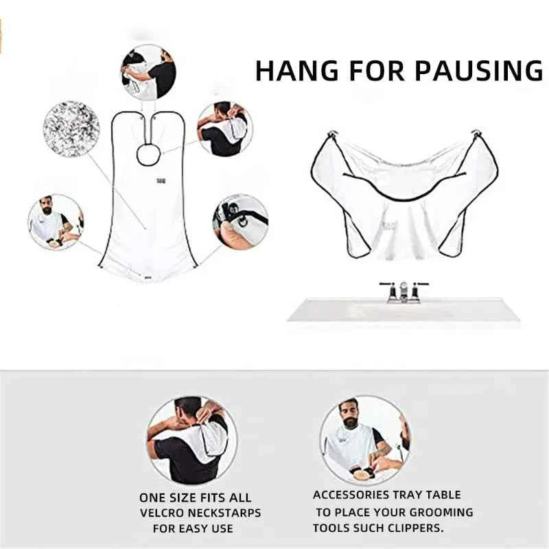 DFShop beard trimming bib for men with adjustable velcro neck straps and accessories tray for grooming tools