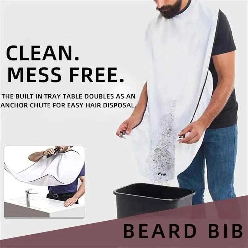 DFShop beard trimming bib for men with built-in tray for clean and mess free hair disposal