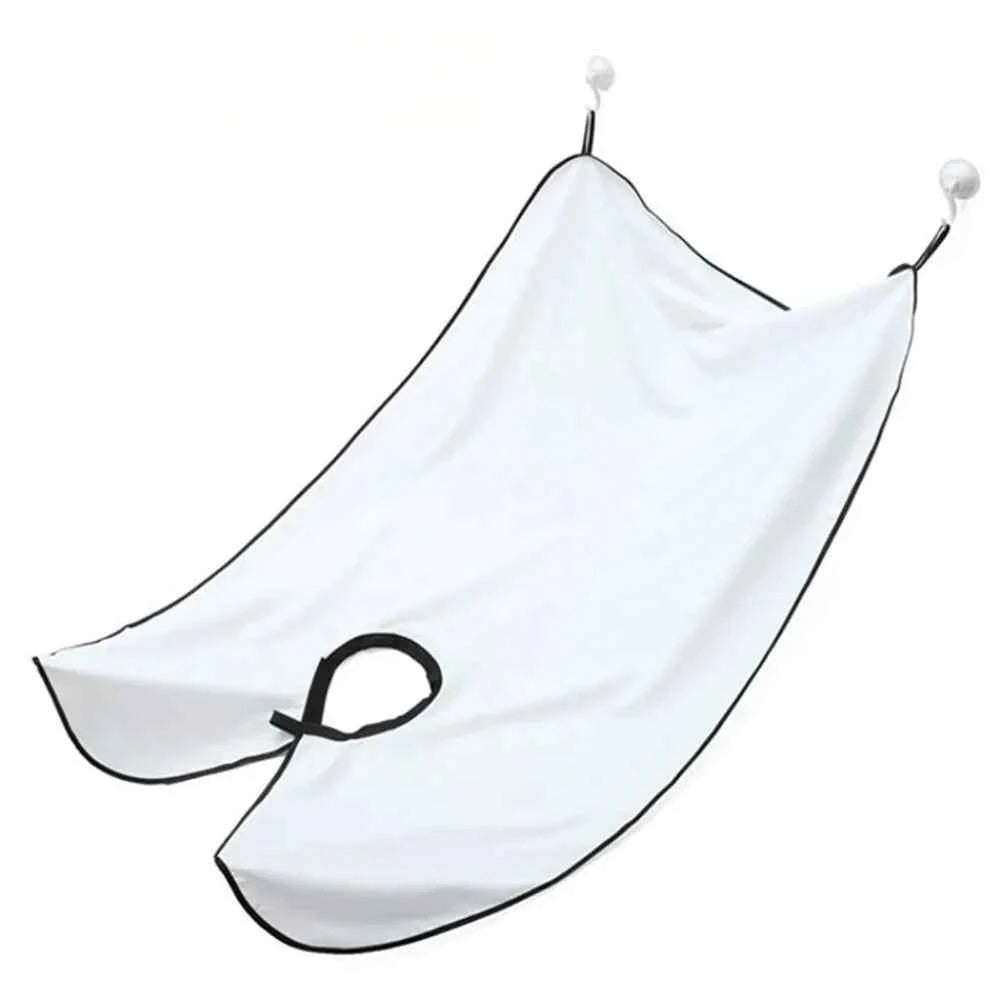 White beard trimming bib for men with suction cups for easy bathroom attachment by DFShop