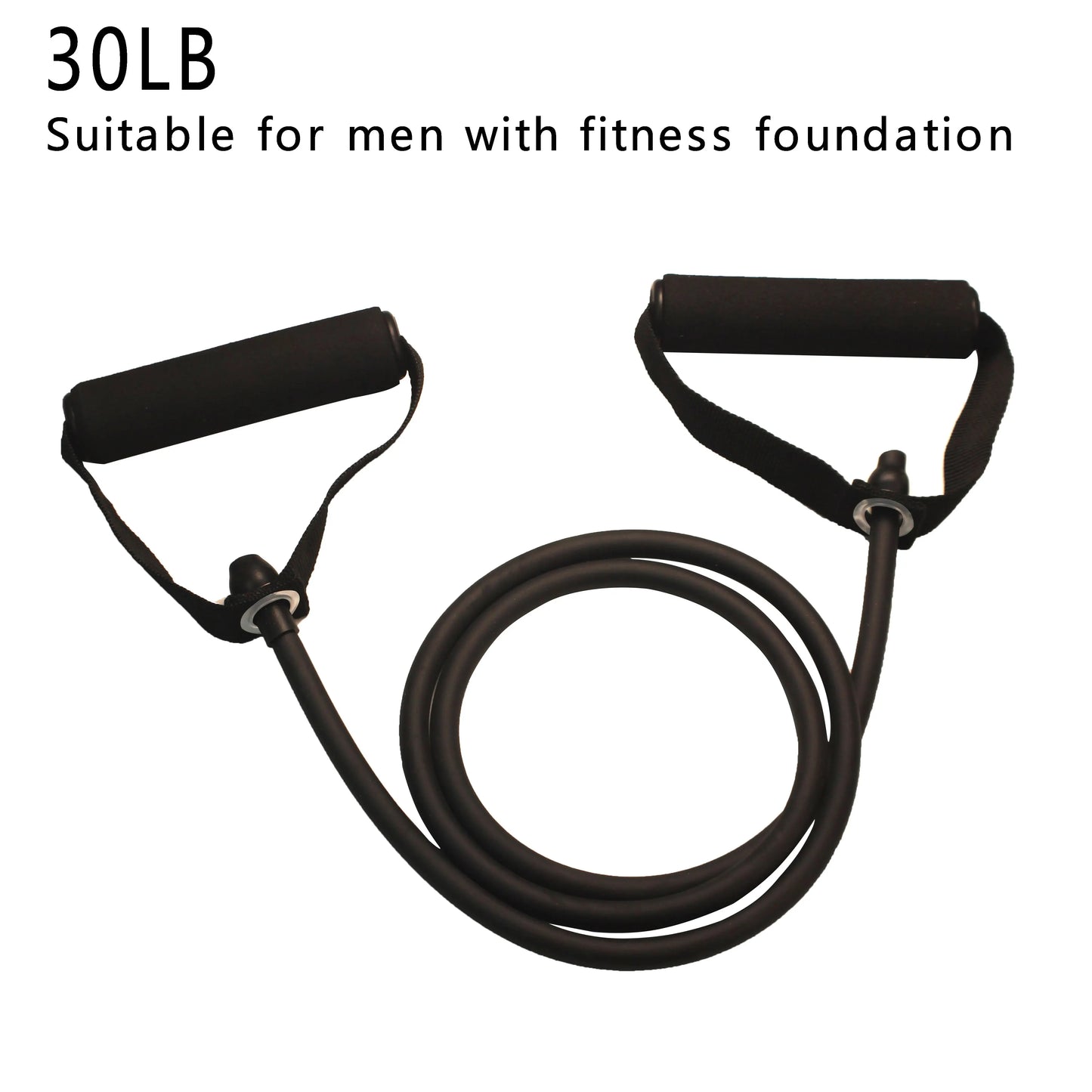 Black 30LB resistance band with foam handles, best resistance bands for home exercise by DFShop