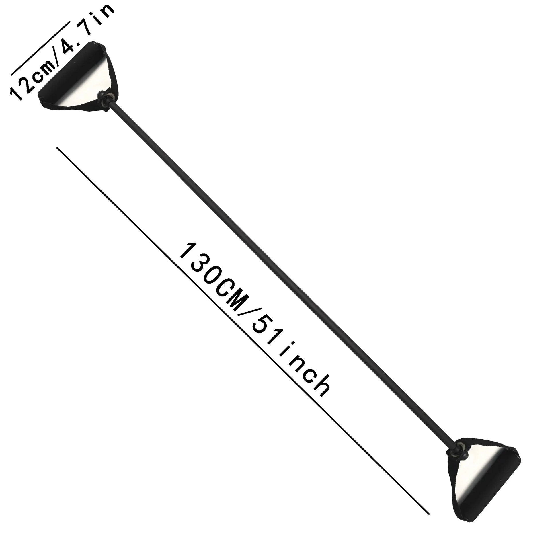 Black resistance band with handles measuring 51 inches long, best resistance bands for home exercise