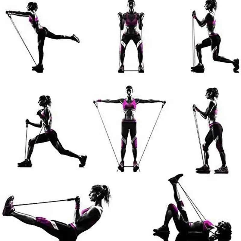 Woman demonstrating best resistance bands for home exercise performing various strength training workouts