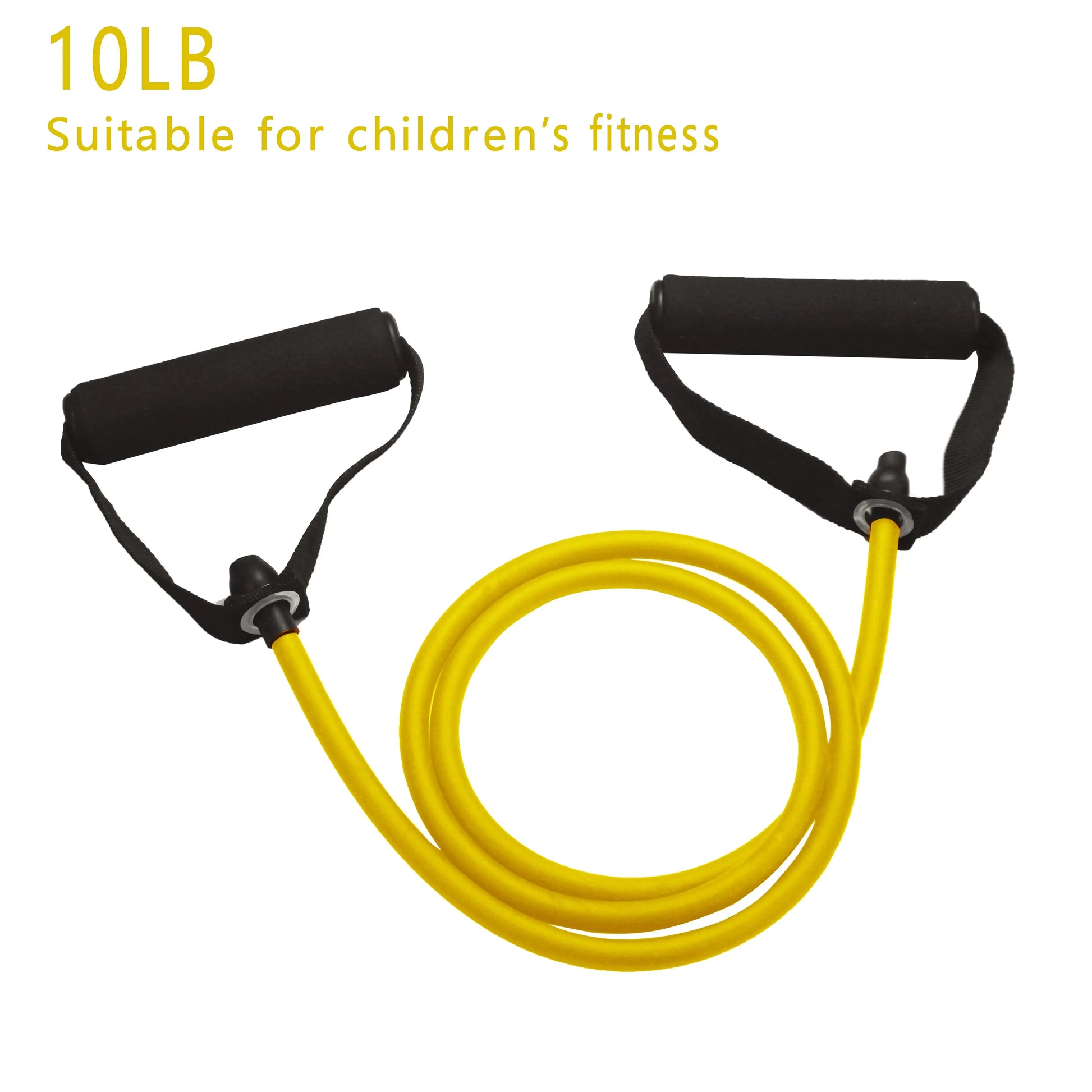 Yellow 10LB resistance band with black handles suitable for children fitness best resistance bands for home exercise