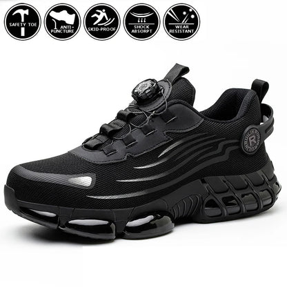 DFShop black anti puncture non slip work boots with safety toe and shock absorption