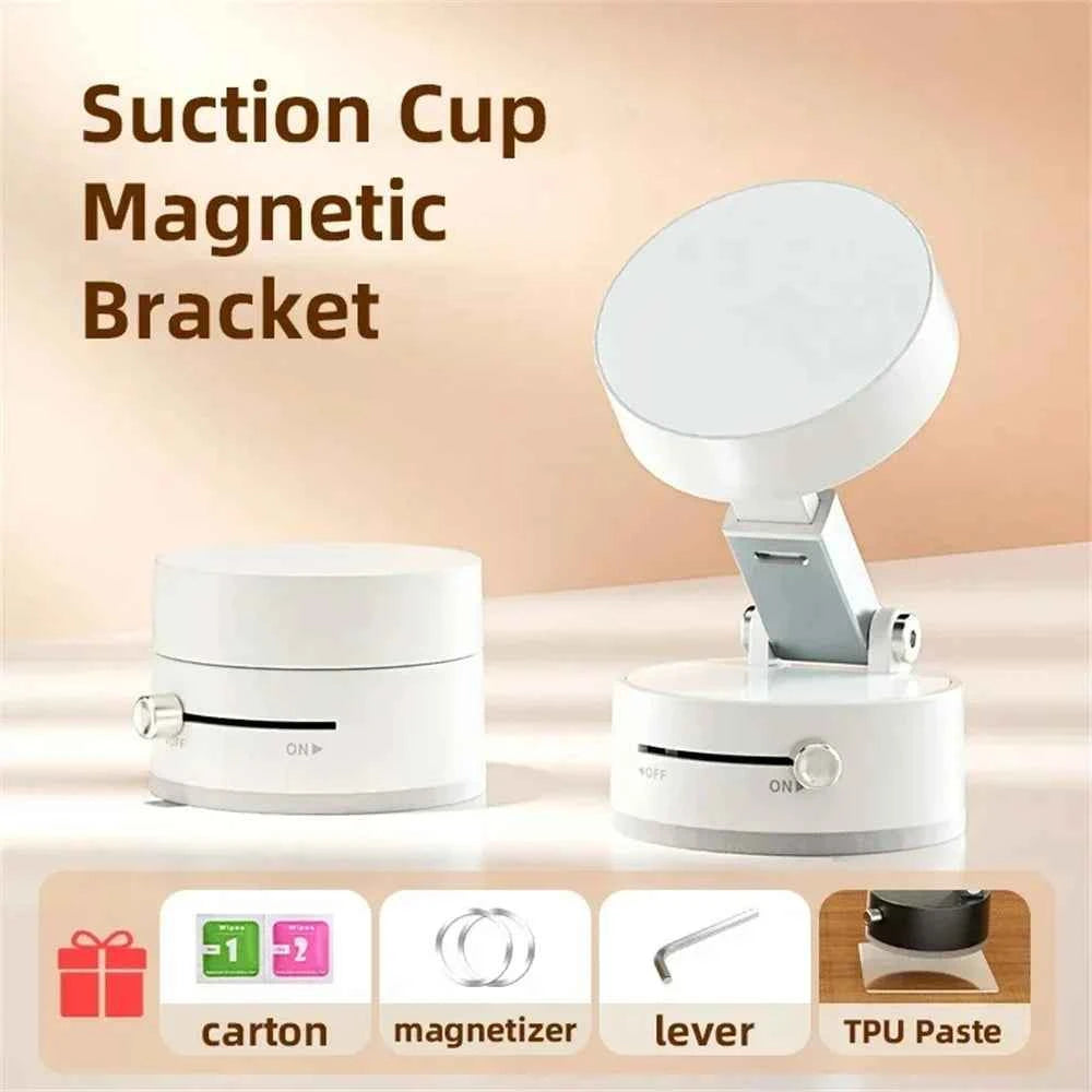 DFShop portable magnetic phone holder with suction cup bracket and adjustable swivel base in white