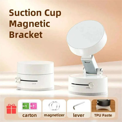 DFShop portable magnetic phone holder with suction cup bracket and adjustable swivel base in white