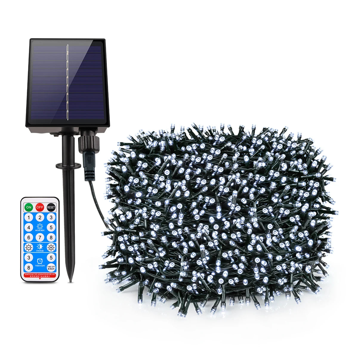 DFShop solar powered outdoor string lights with solar panel and remote control for easy operation