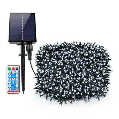 DFShop solar powered outdoor string lights with solar panel and remote control for easy operation
