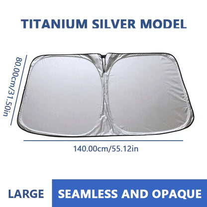 DFShop titanium silver model large car windshield sun shade cover with seamless opaque design