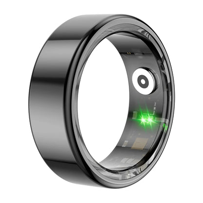 DFShop sleek black health monitoring smart ring with internal sensors and green light indicator