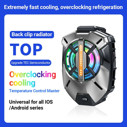 DFShop cell phone cooler with back clip radiator and RGB fan for iOS and Android overclocking cooling