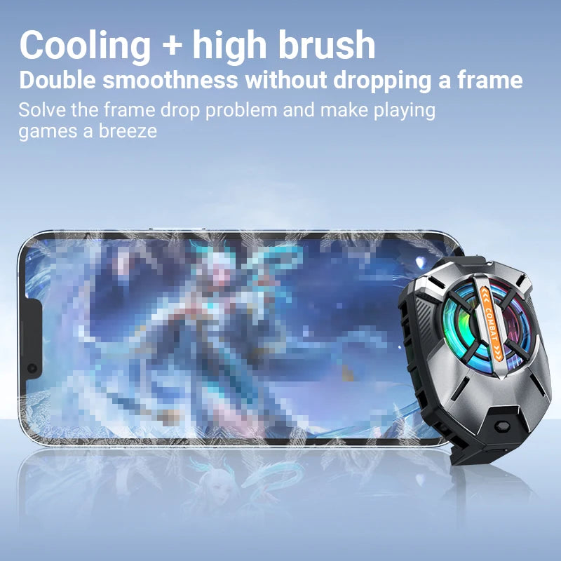 DFShop cell phone cooler attached to smartphone for gaming with cooling and smooth frame performance