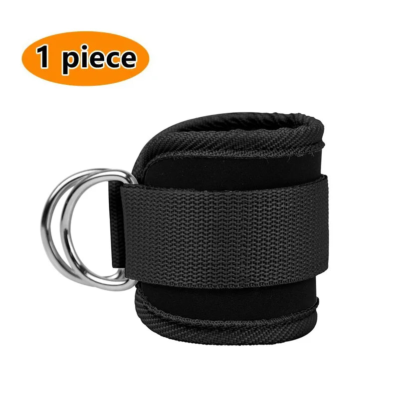 Black double d-ring ankle straps for gym with adjustable padded design for comfort