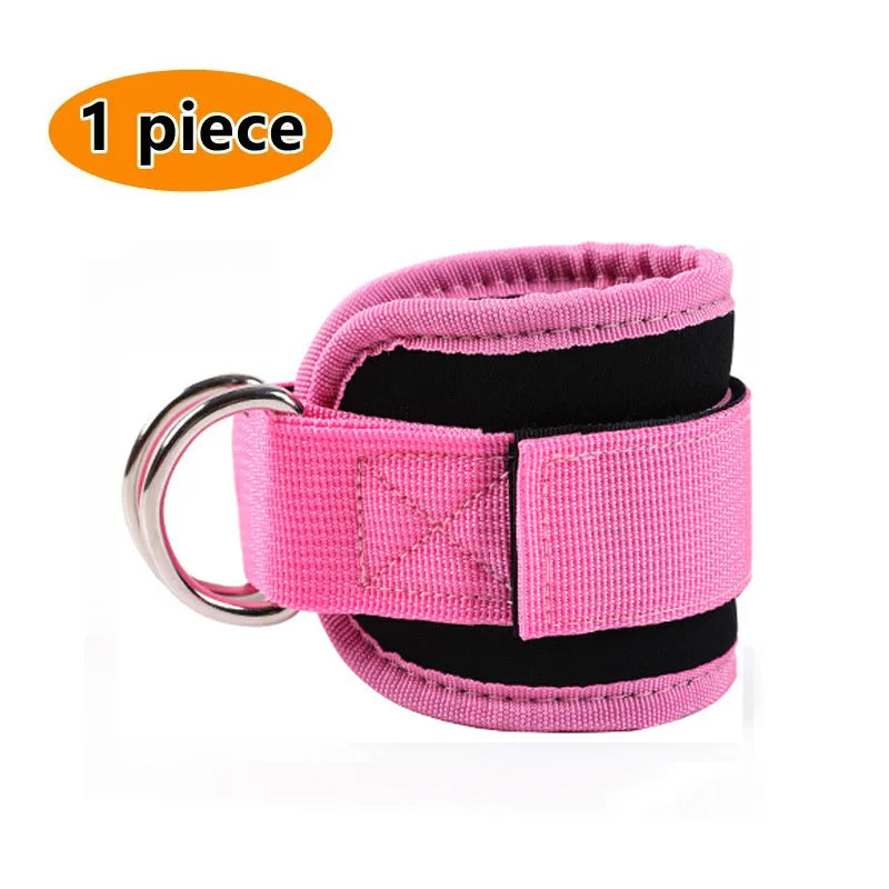 Pink double d-ring ankle straps for gym with padded support from DFShop