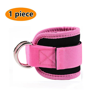 Pink double d-ring ankle straps for gym with padded support from DFShop