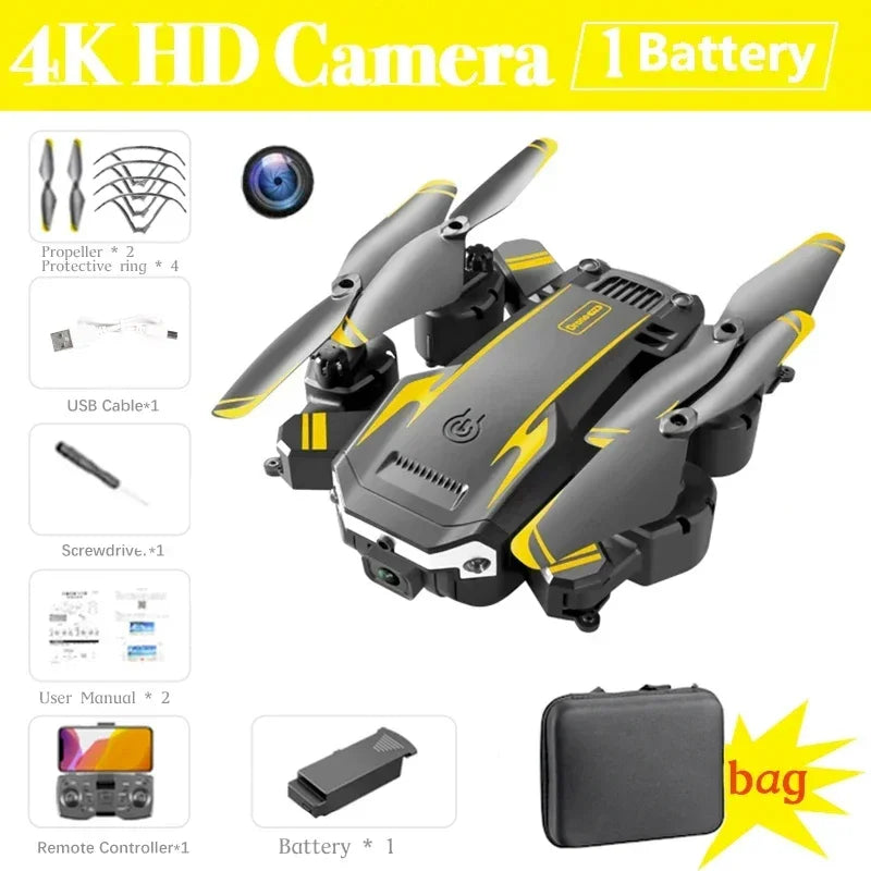 DFShop dual camera aerial photography drone with 4K HD camera, included battery, remote controller, and carrying bag