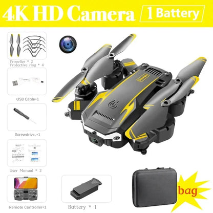 DFShop dual camera aerial photography drone with 4K HD camera, included battery, remote controller, and carrying bag