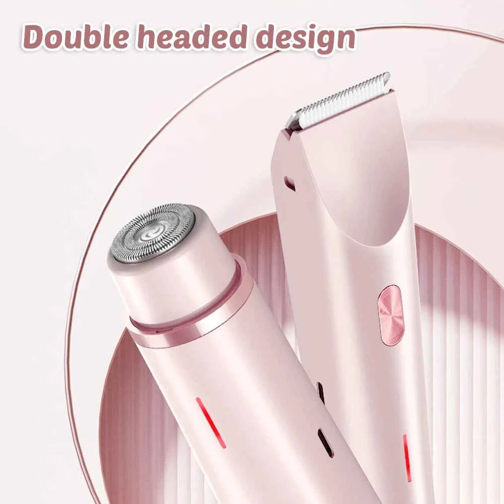 Dual hair trimmer for women with double headed design in pink for precise grooming