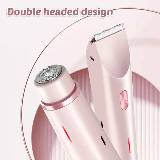Dual hair trimmer for women with double headed design in pink for precise grooming
