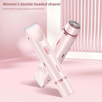 Dual hair trimmer for women in pink with double-headed design for precise shaving and grooming