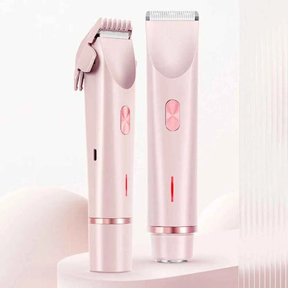 Dual hair trimmer for women in pink with adjustable comb and sleek design by DFShop