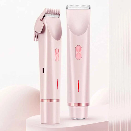 Dual hair trimmer for women in pink with adjustable comb and sleek design by DFShop