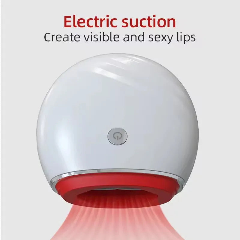 White and red electric lip plumper device with electric suction for creating visible and sexy lips