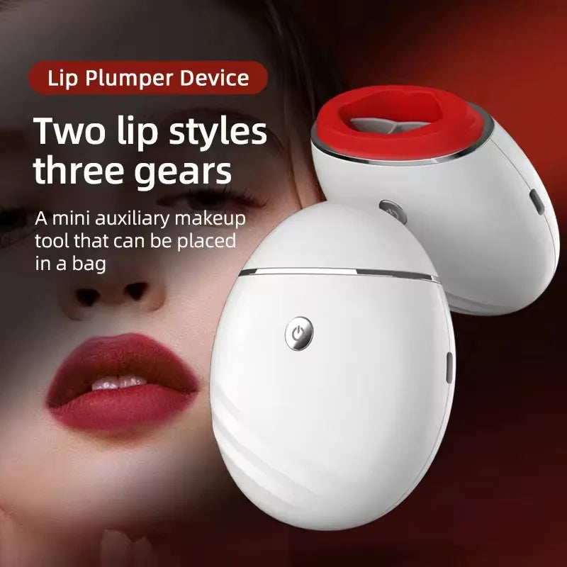 White and red electric lip plumper device with two lip styles and three gear settings