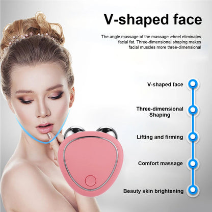 Pink face lifting device for home use with V-shaped face massage for lifting and firming