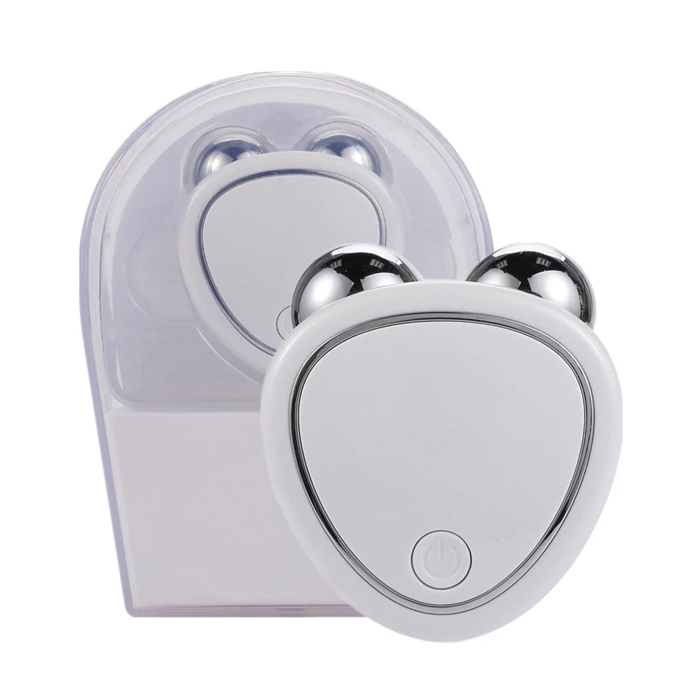 White face lifting device for home use with two metal massage rollers and power button