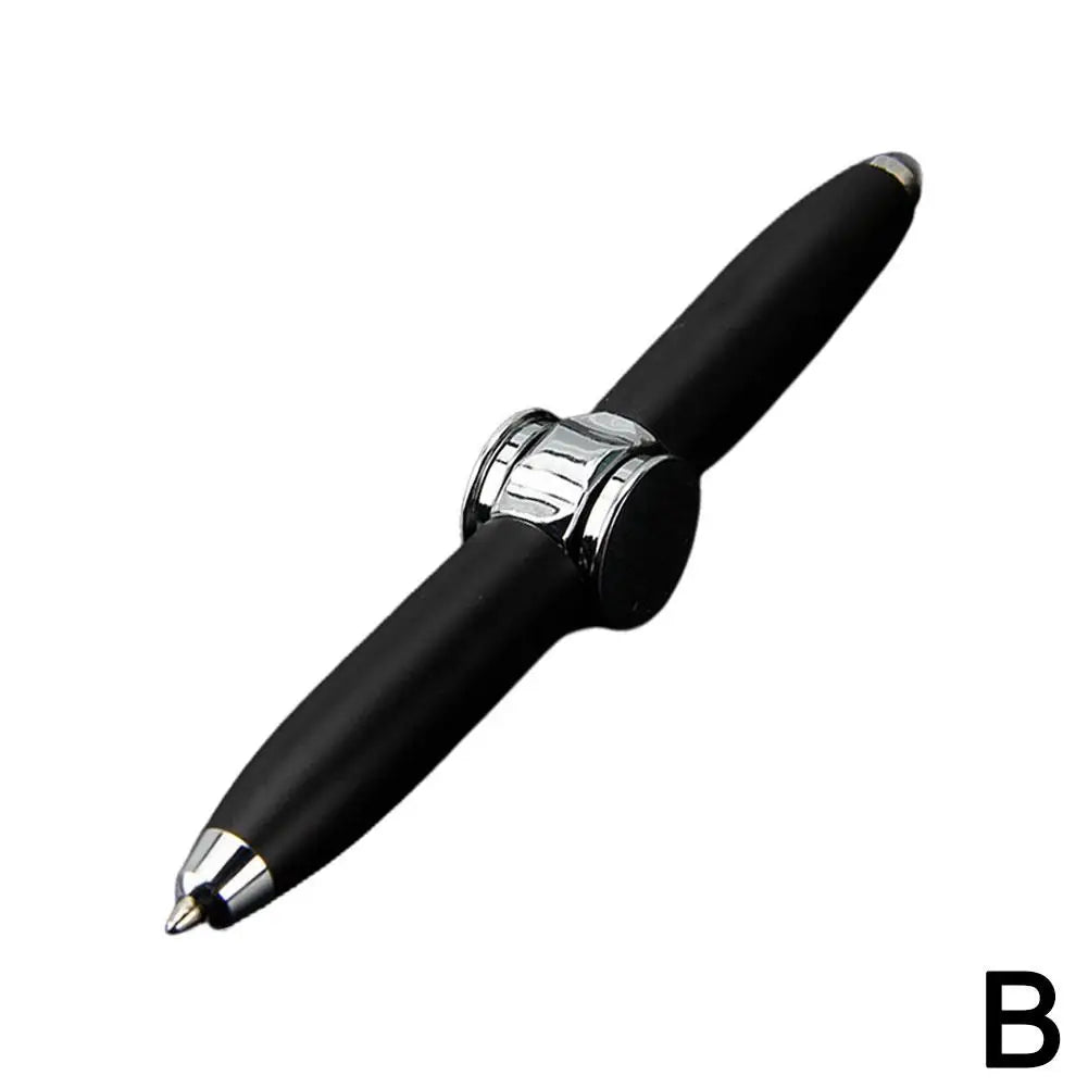 DFShop black fidget spinner pen with silver accents and smooth ergonomic design