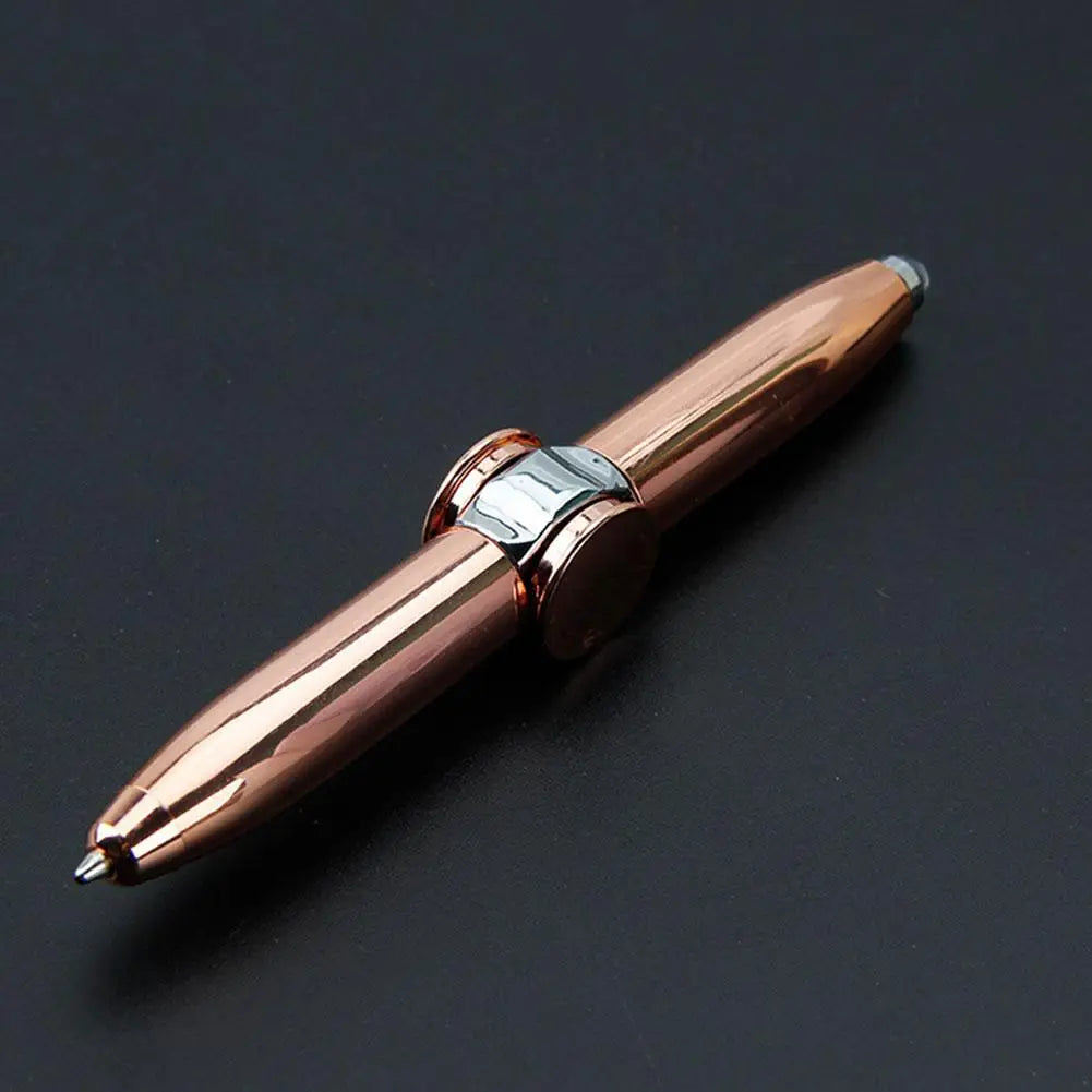 Copper-colored fidget spinner pen with metallic finish and smooth spinning mechanism