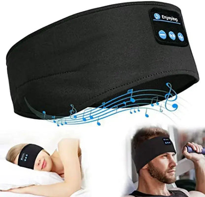 Black multifunction sleep headband with built-in controls for music and relaxation by DFShop