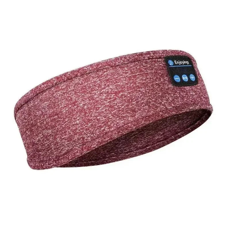 Maroon multifunction sleep headband with built-in Bluetooth controls for hands-free audio