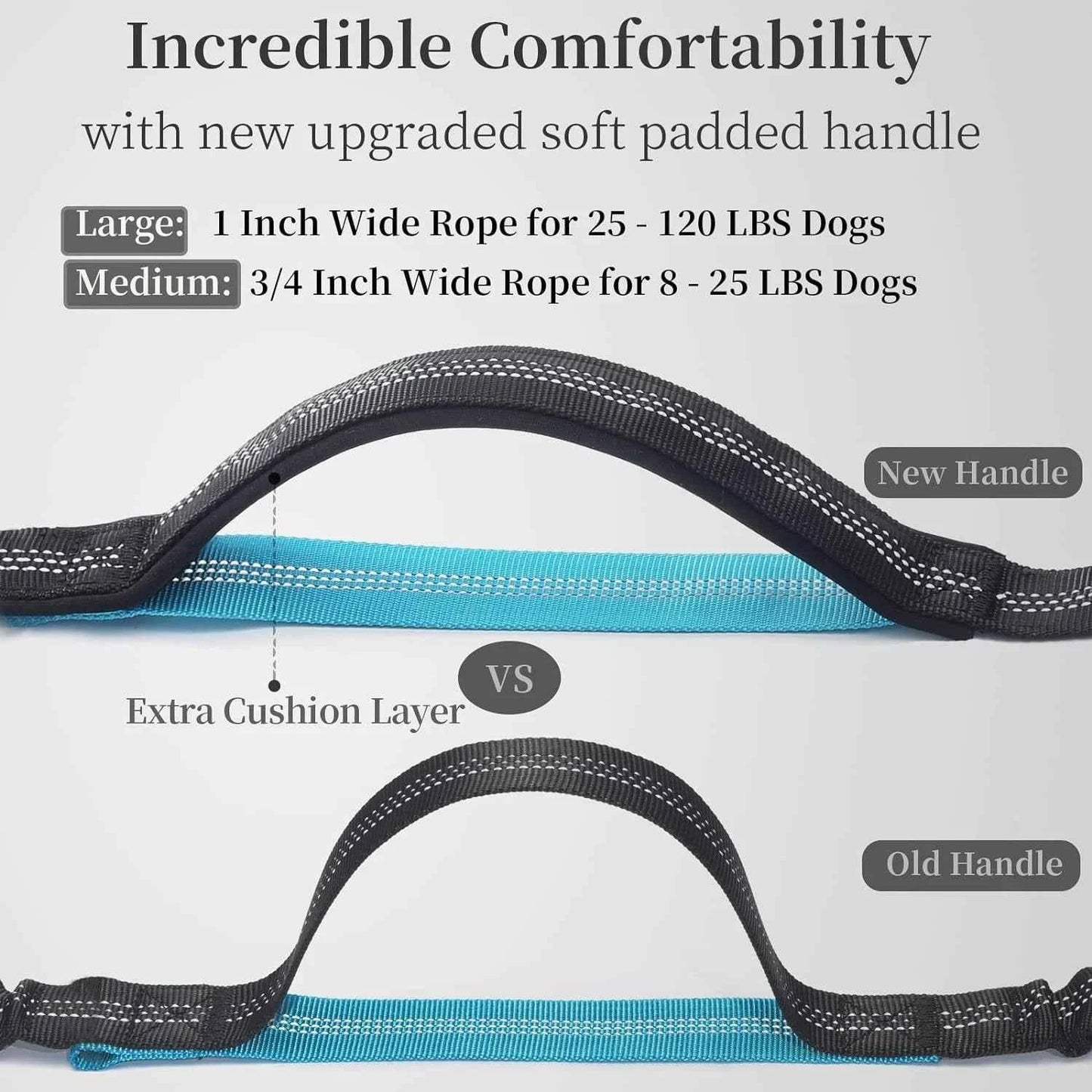 Hands free dog leash with pouch featuring an upgraded soft padded handle for added comfort