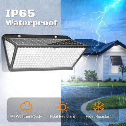 DFShop solar outdoor security lights with IP65 waterproof rating, heat and frost resistant for all weather