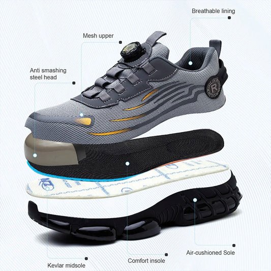 DFShop anti puncture non slip work boots with mesh upper breathable lining and air-cushioned sole
