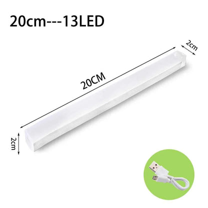 DFShop LED motion sensor light 20cm white bar with 13 LEDs and USB charging cable