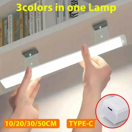 Hands installing DFShop LED motion sensor light with three color modes and Type-C connection