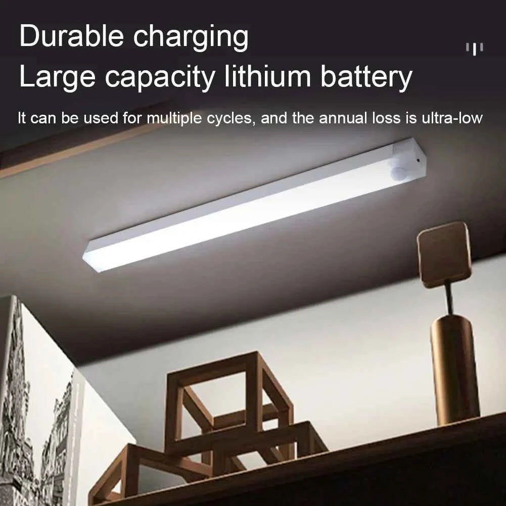 DFShop LED motion sensor light mounted under ceiling with durable rechargeable lithium battery