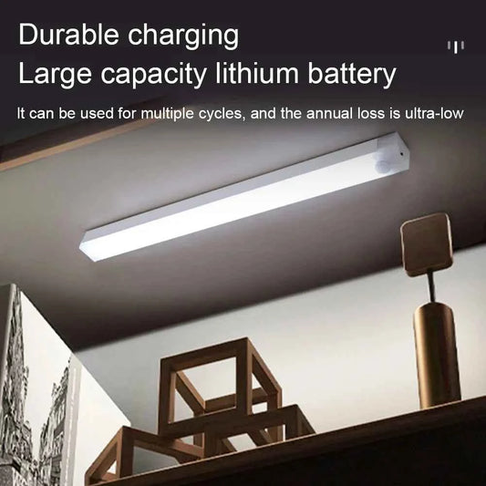 DFShop LED motion sensor light mounted under ceiling with durable rechargeable lithium battery