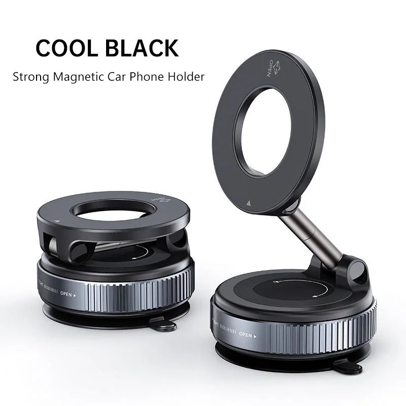 DFShop cool black strong magnetic car phone holder with adjustable arm and circular design