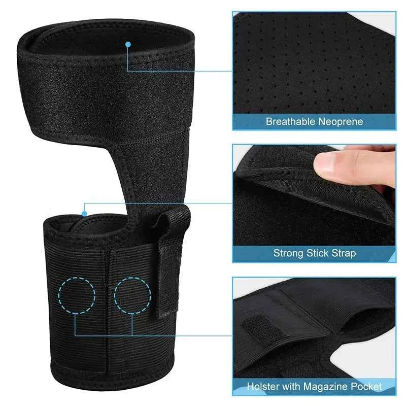 DFShop black multi-functional leg strap pouch made of breathable neoprene with strong stick strap and magazine pocket holster