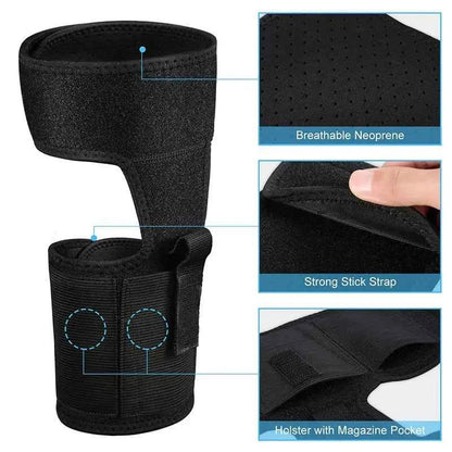 DFShop black multi-functional leg strap pouch made of breathable neoprene with strong stick strap and magazine pocket holster