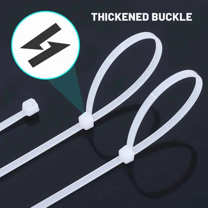 White nylon cable ties bulk with thickened buckle for secure and durable fastening from DFShop