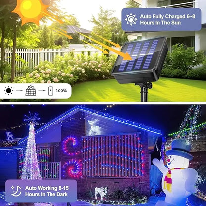 DFShop outdoor solar fairy lights with solar panel charging in the sun and colorful night decorations