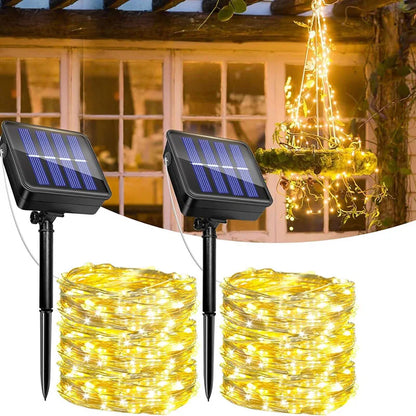 DFShop outdoor solar fairy lights with solar panels and warm white LED string lights